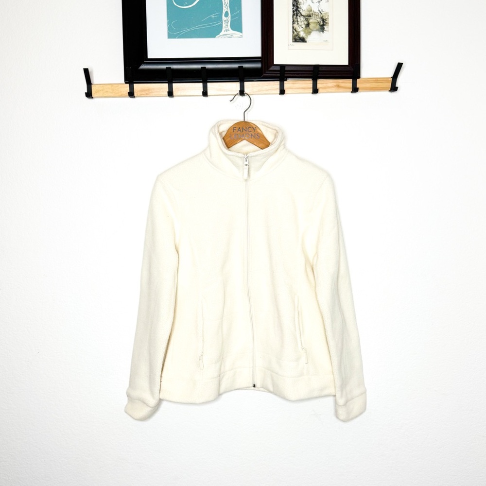 Merona Cream Sherpa Fleece Zip Up Jacket Cozy Faux Shearling | Women’s Large